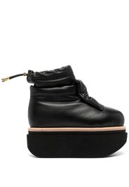 sacai puffy leather ankle boots - Black