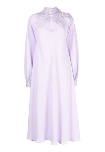 Saiid Kobeisy embroidered high-neck midi dress - Purple