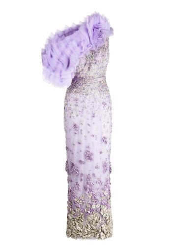 Saiid Kobeisy beaded tulle long dress - Purple