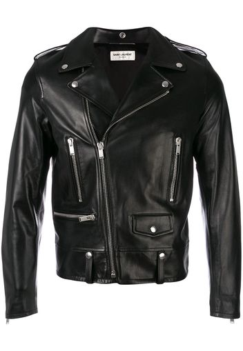 Saint Laurent zipped biker jacket - Black