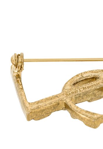 Saint Laurent YSL crocodile brooch - Metallic