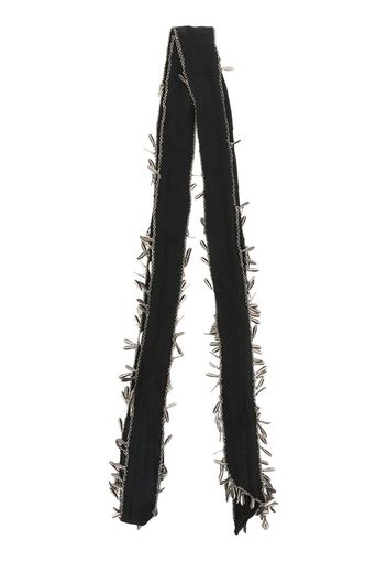 Saint Laurent skinny hanging charm detail scarf - Black