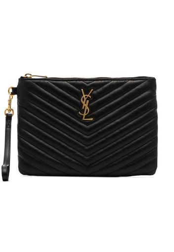 Saint Laurent black quilted leather purse