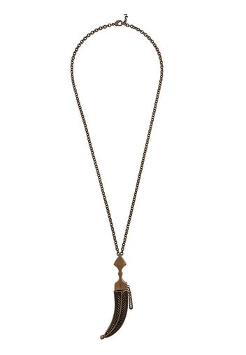 Saint Laurent Logo embossed dagger pendant necklace - Metallic