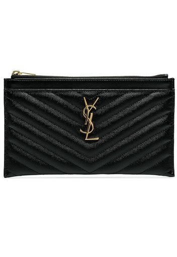 Saint Laurent black monogram matelasse quilted leather clutch