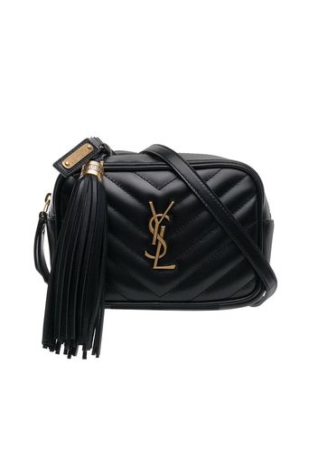 Saint Laurent black quilted logo detail leather belt bag