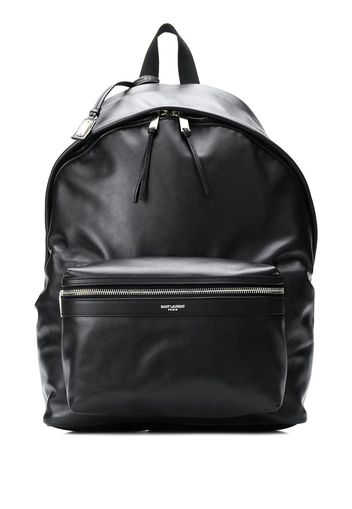 Saint Laurent leather look logo backpack - Black