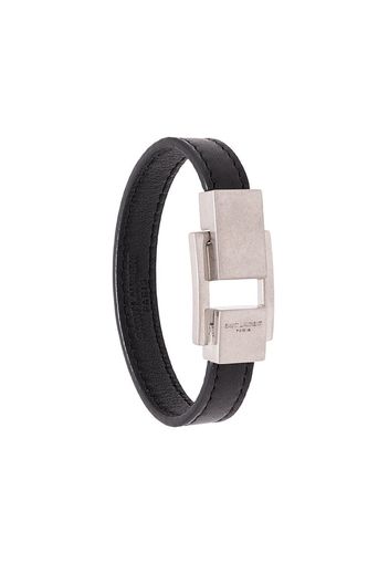 Saint Laurent Swift logo-engraved buckle bracelet - Black