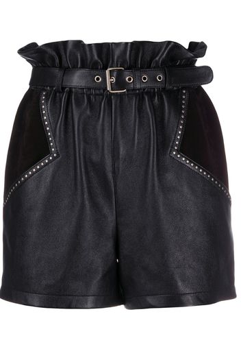 stud-embellished paperbag shorts