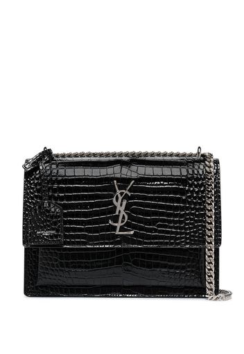 black Sunset mock croc leather shoulder bag