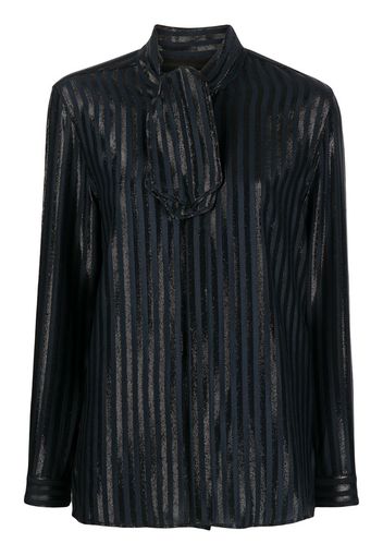 tie-neck metallic threading shirt