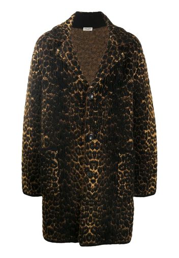 leopard-print single-breasted coat