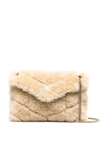 Saint Laurent logo-plaque shoulder bag - Neutrals