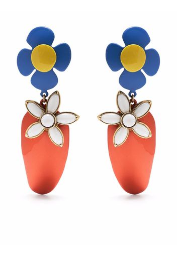 Saint Laurent flower and strawberry clip-on earrings - Red