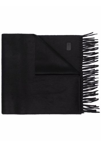 Saint Laurent logo-patch cashmere scarf - Black