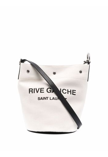 Saint Laurent logo-print bucket shoulder bag - Neutrals