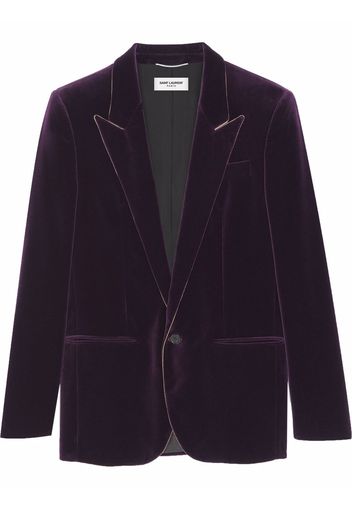 Saint Laurent piping-detail single-breasted blazer - Purple