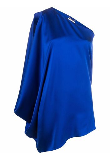 Saint Laurent one-shoulder drape-detail dress - Blue