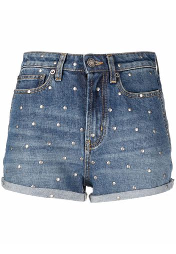 Saint Laurent stud-embellished jean shorts - Blue