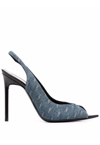 Saint Laurent YSL logo-print heeled pumps - Blue