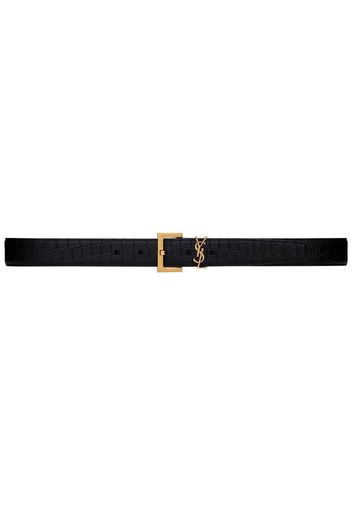 Saint Laurent embossed buckle-fastening 30mm belt - Black