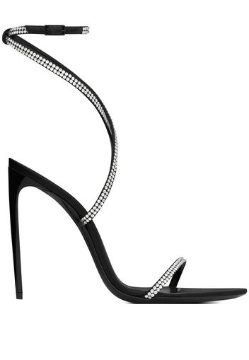 Saint Laurent Georgia rhinestone-embellished satin sandals - Black