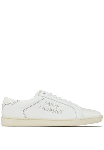 Saint Laurent studded low-top leather sneakers - White