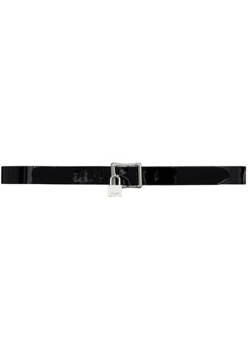 Saint Laurent patent-leather padlock belt - Black