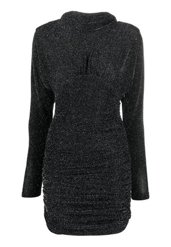 Saint Laurent glittery draped-back mini dress - Black