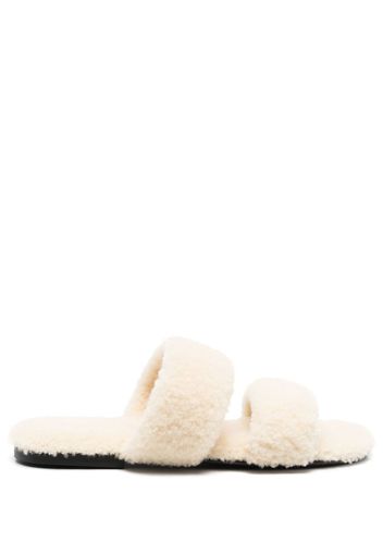 Saint Laurent shearling flat slides - Neutrals