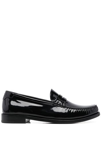 Saint Laurent high-shine leather loafers - Black