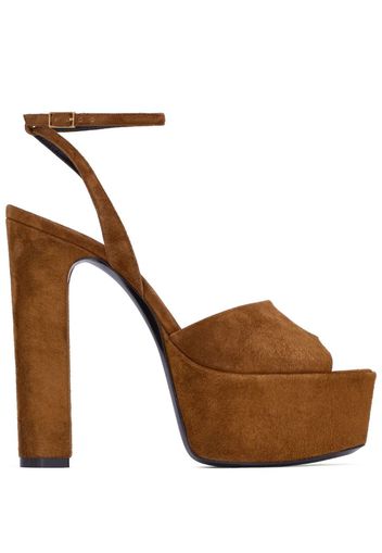 Saint Laurent Jodie 150mm suede platform sandals - Brown