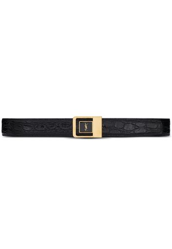 Saint Laurent logo-plaque leather belt - Black