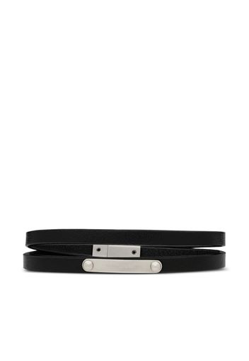 Saint Laurent double-wrap logo-plaque bracelet - Black