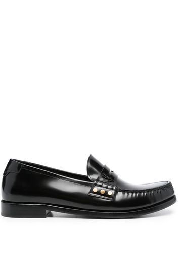 Saint Laurent almond-toe leather loafers - Black