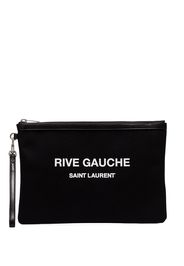 Saint Laurent logo print clutch - Black