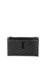 Saint Laurent monogrammed textured clutch - Black