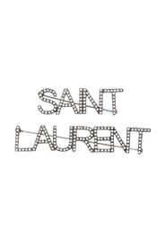 Saint Laurent crystal logo brooch - Silver