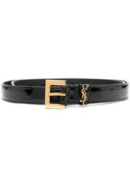 Saint Laurent 15mm Leather Belt With Chain in Black