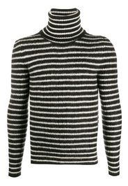 horizontal-stripe roll-neck jumper