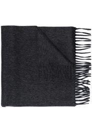 logo patch fringed scarf
