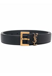 Saint Laurent YSL logo-plaque leather belt - Black