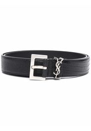 Saint Laurent croc-embossed leather belt - Black