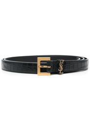 Saint Laurent embossed 20mm buckle-fastening belt - Black