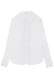 Saint Laurent frilled-detail button-up shirt - White