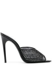 Saint Laurent crystal-embellished 120mm leather mules - Black