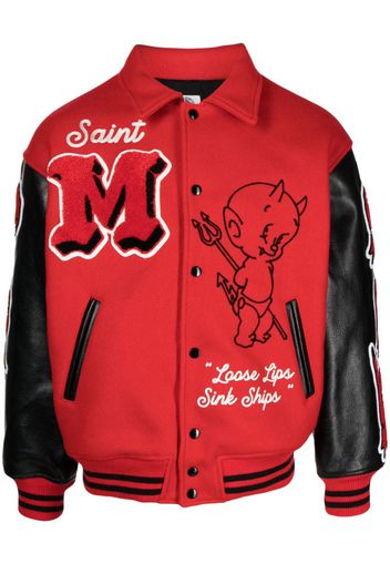 SAINT MXXXXXX Devil varsity letter jacket - Red