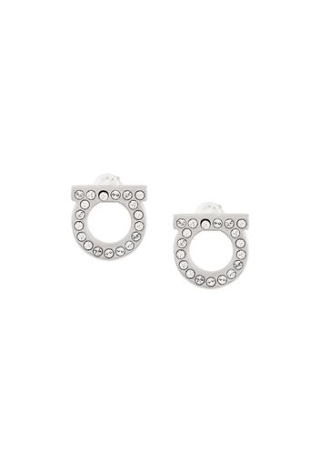 Salvatore Ferragamo Gancini crystal embellished stud earrings - Metallic