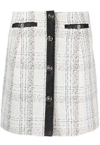 contrasting-trim check-print skirt