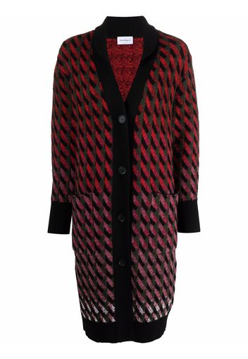 Salvatore Ferragamo intarsia-knit cardi-coat - Red